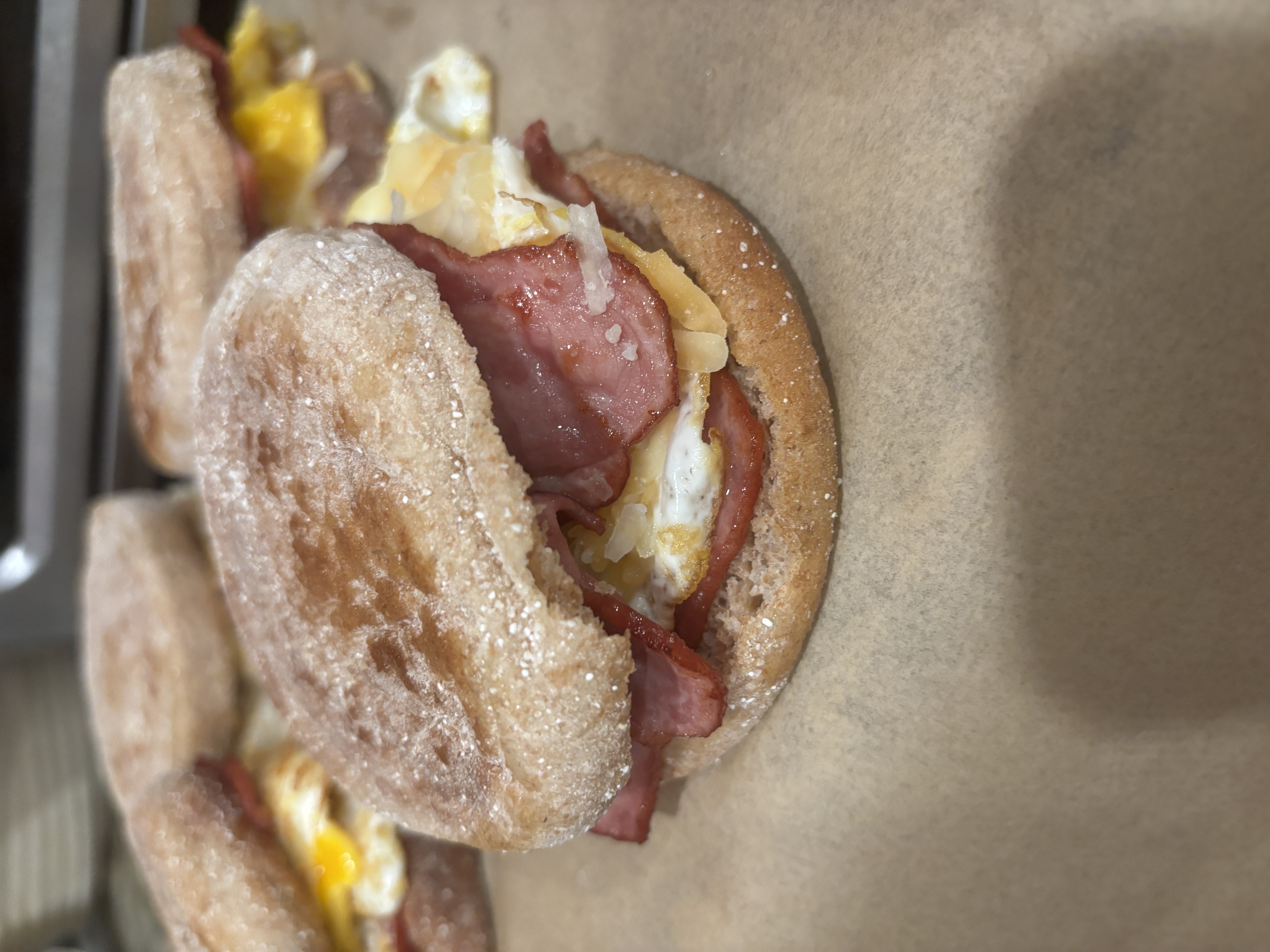 Turkey Bacon and Eggs Breakfast Sandwich